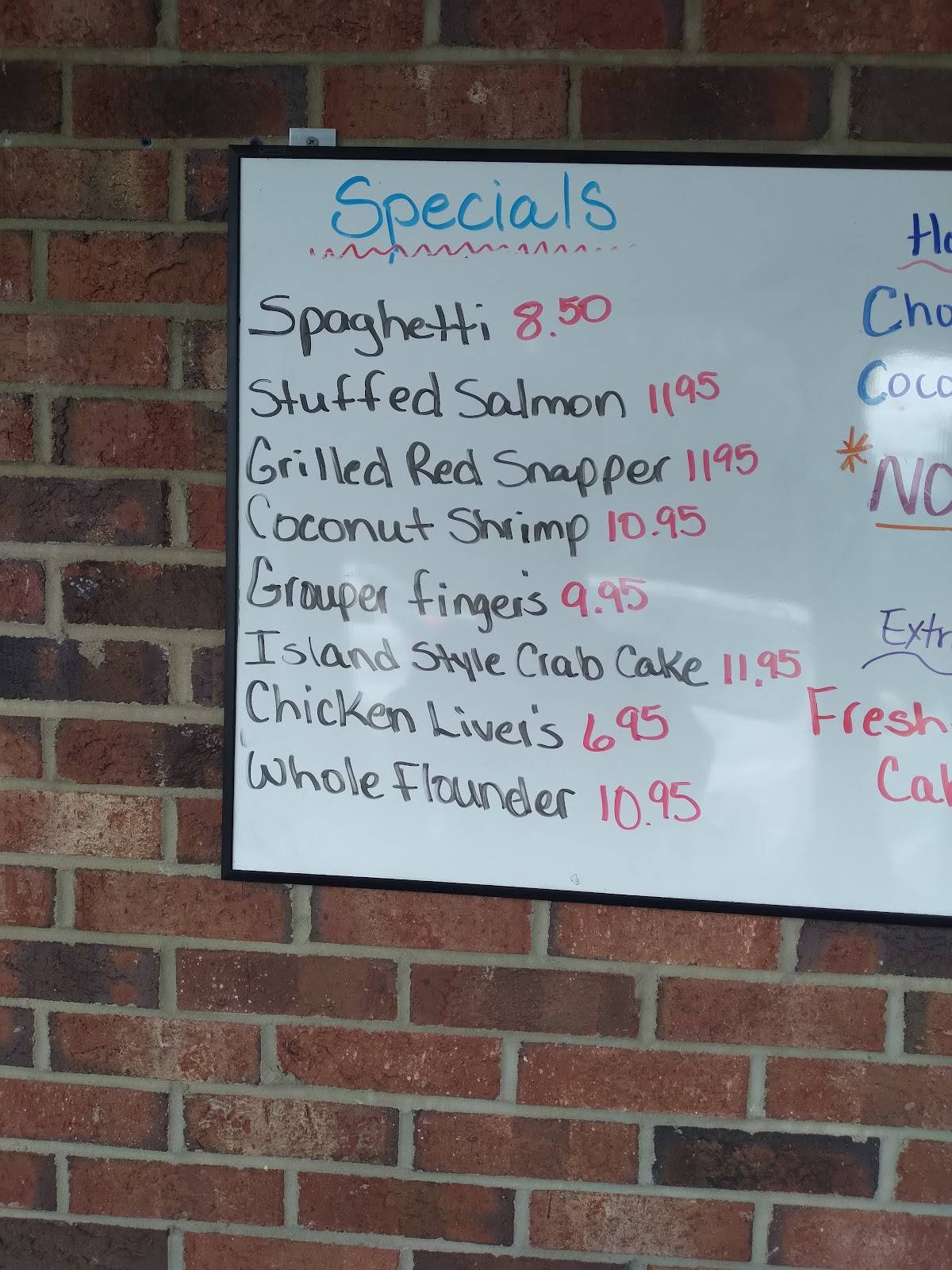 Menu at Captain Stanley's Seafood Restaurant, Raleigh, S Wilmington St