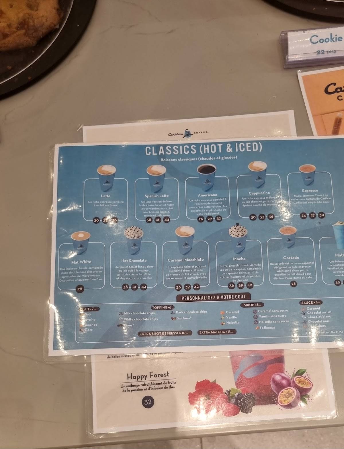 Menu de Caribou Coffee - Gare Rabat Agdal