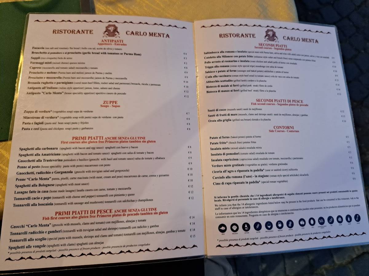 Menu di Carlo Menta 