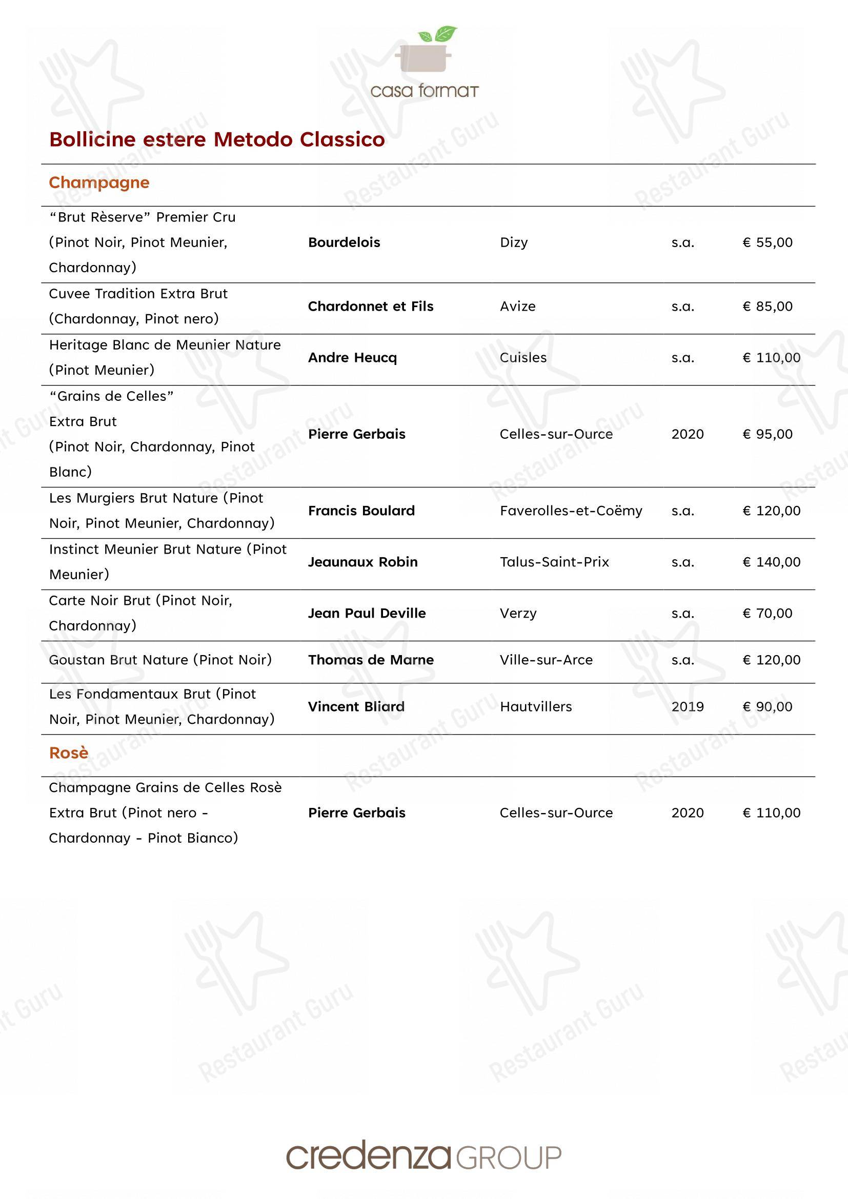 Menu per Ristorante Casa Format, cucina e ospitalità responsabile ristorante