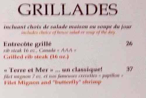 Menu de Casa Grecque