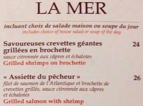 Menu de Casa Grecque