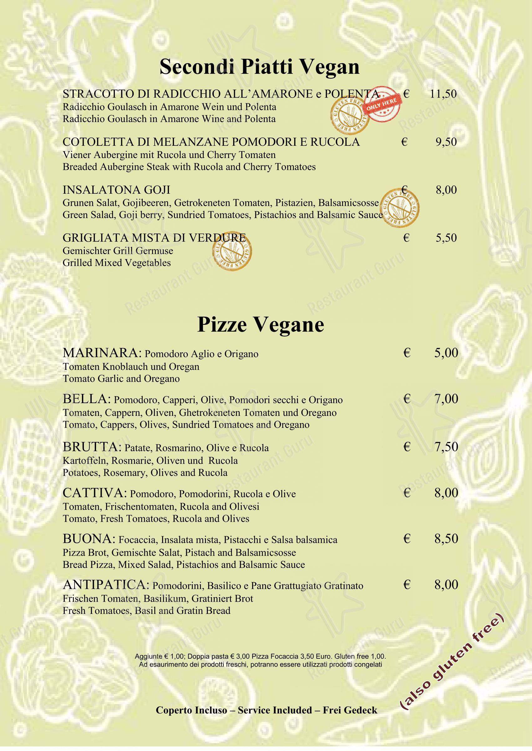 Menu bar per Casa Lady Garda pizzeria