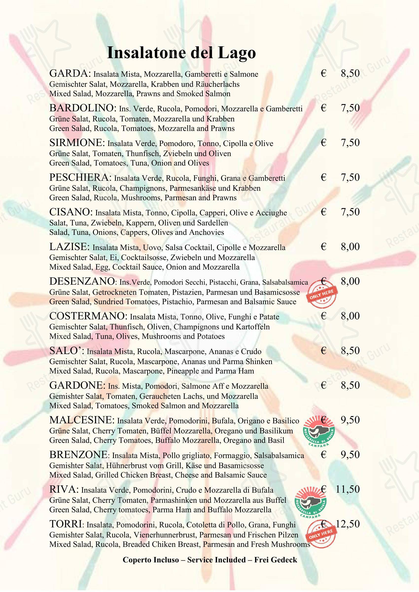 Casa Lady Garda in Garda - Menu