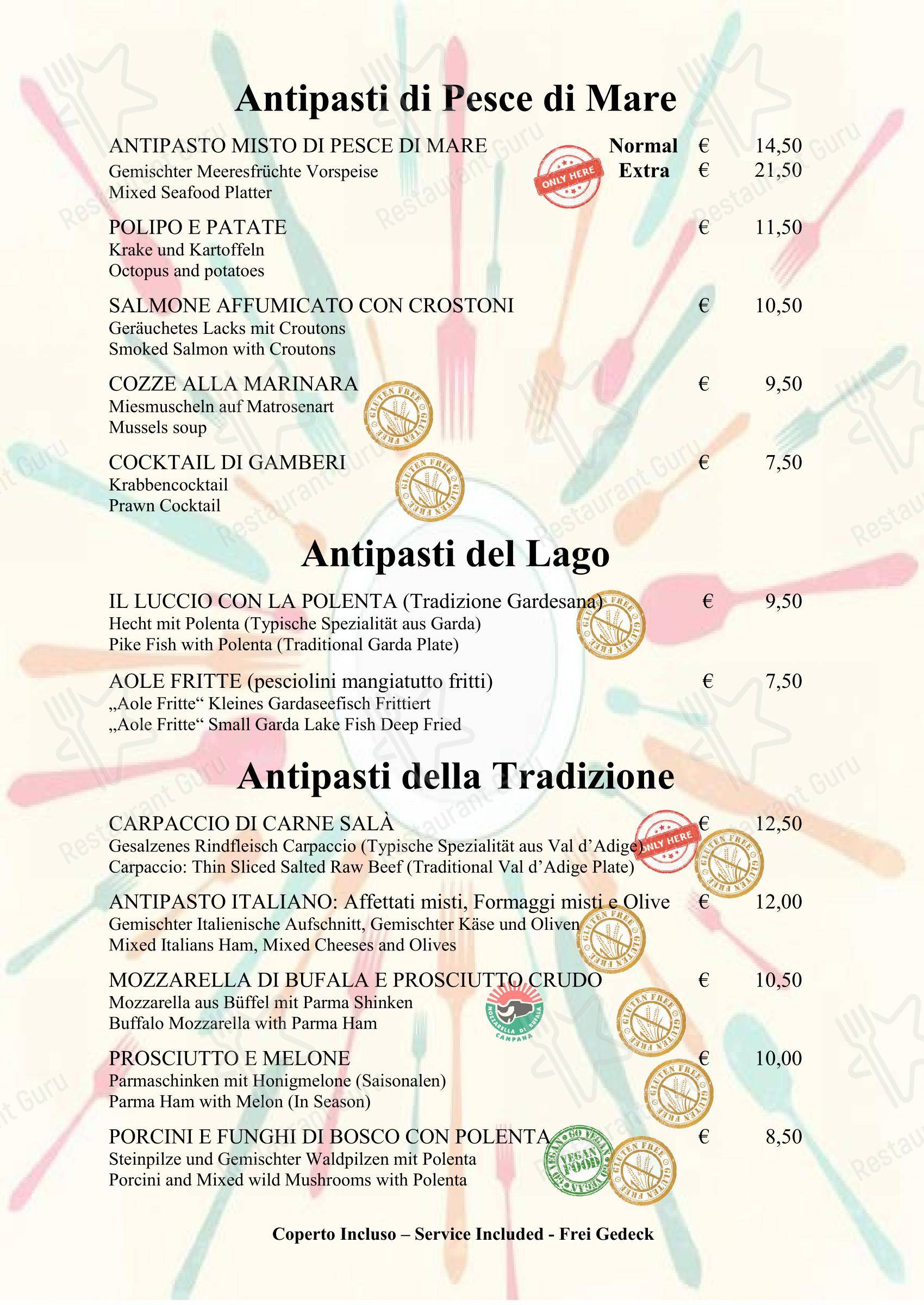 Menu di Casa Lady Garda - Menu