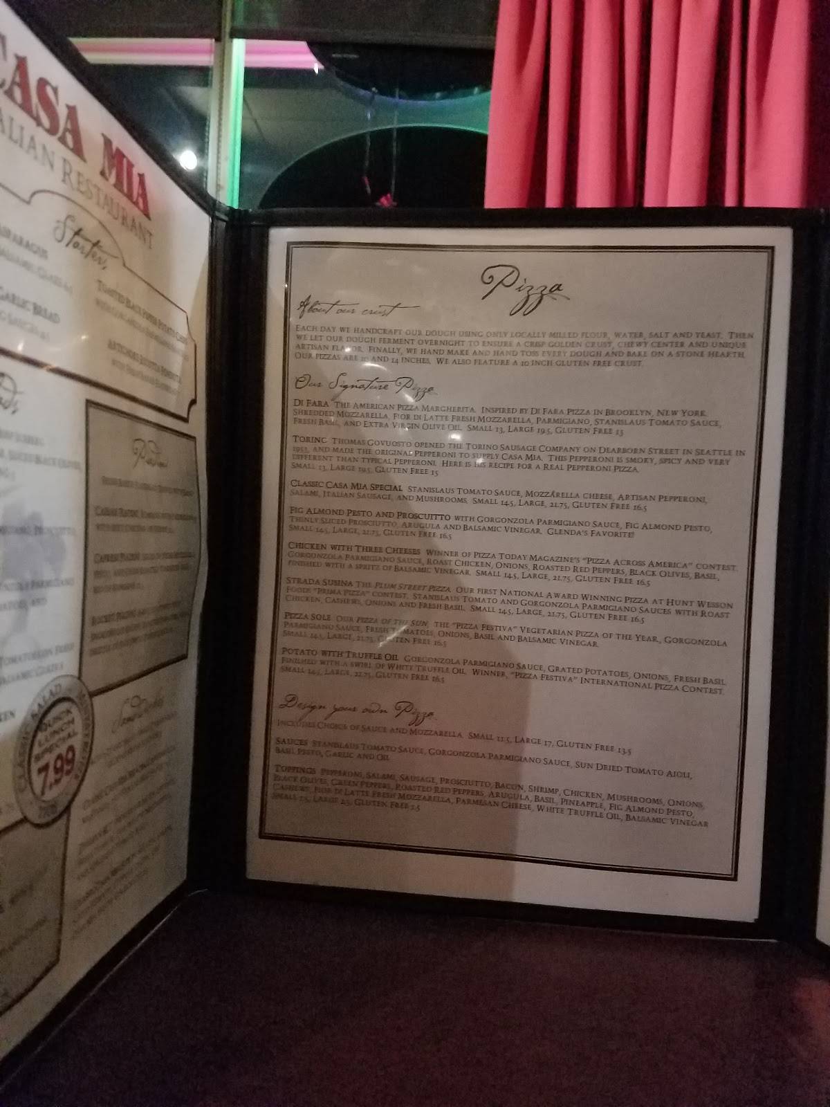 Menu at Casa Mia Kennewick Italian Restaurant, Kennewick