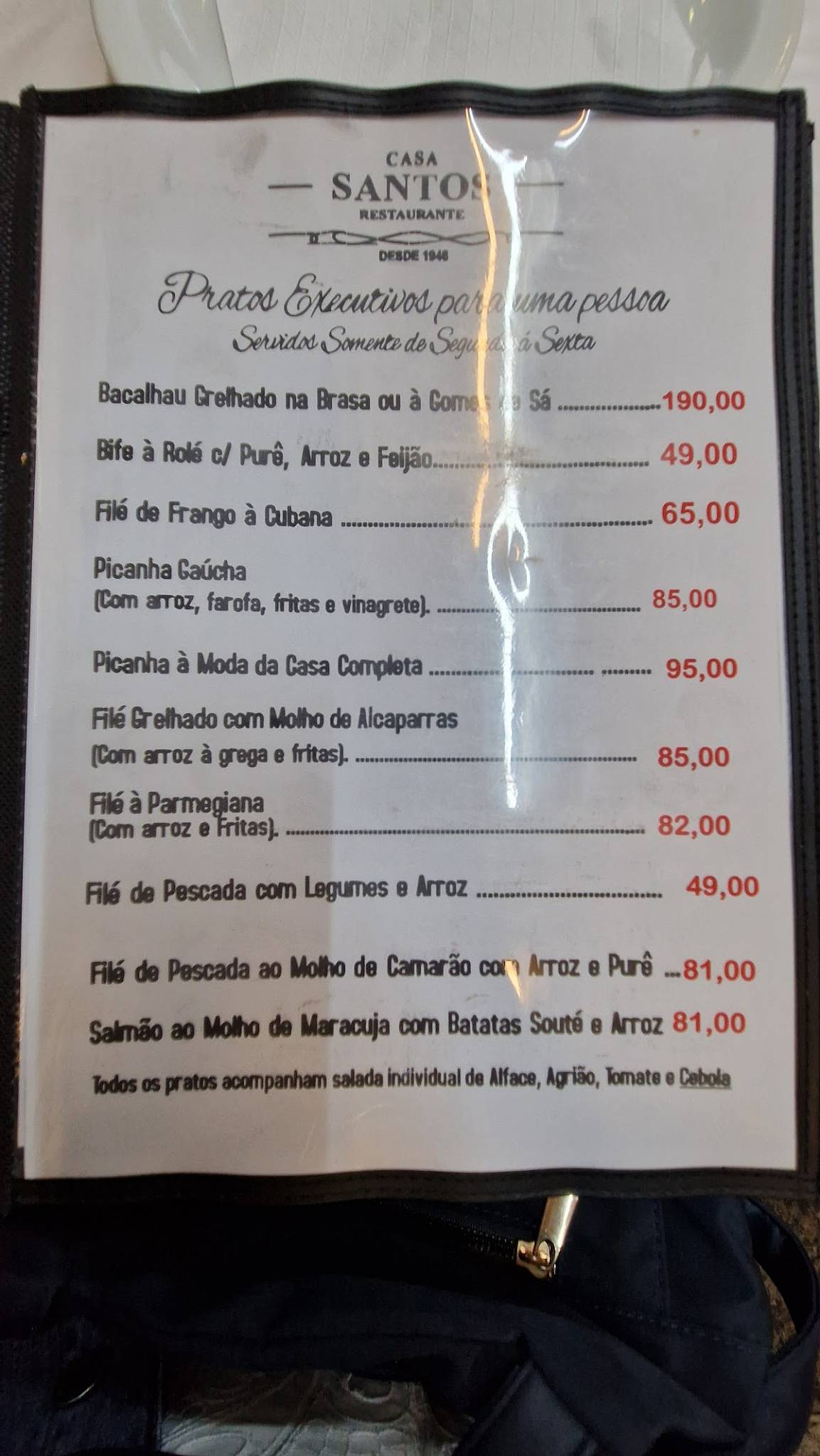 Casa Santos Restaurante cardápio