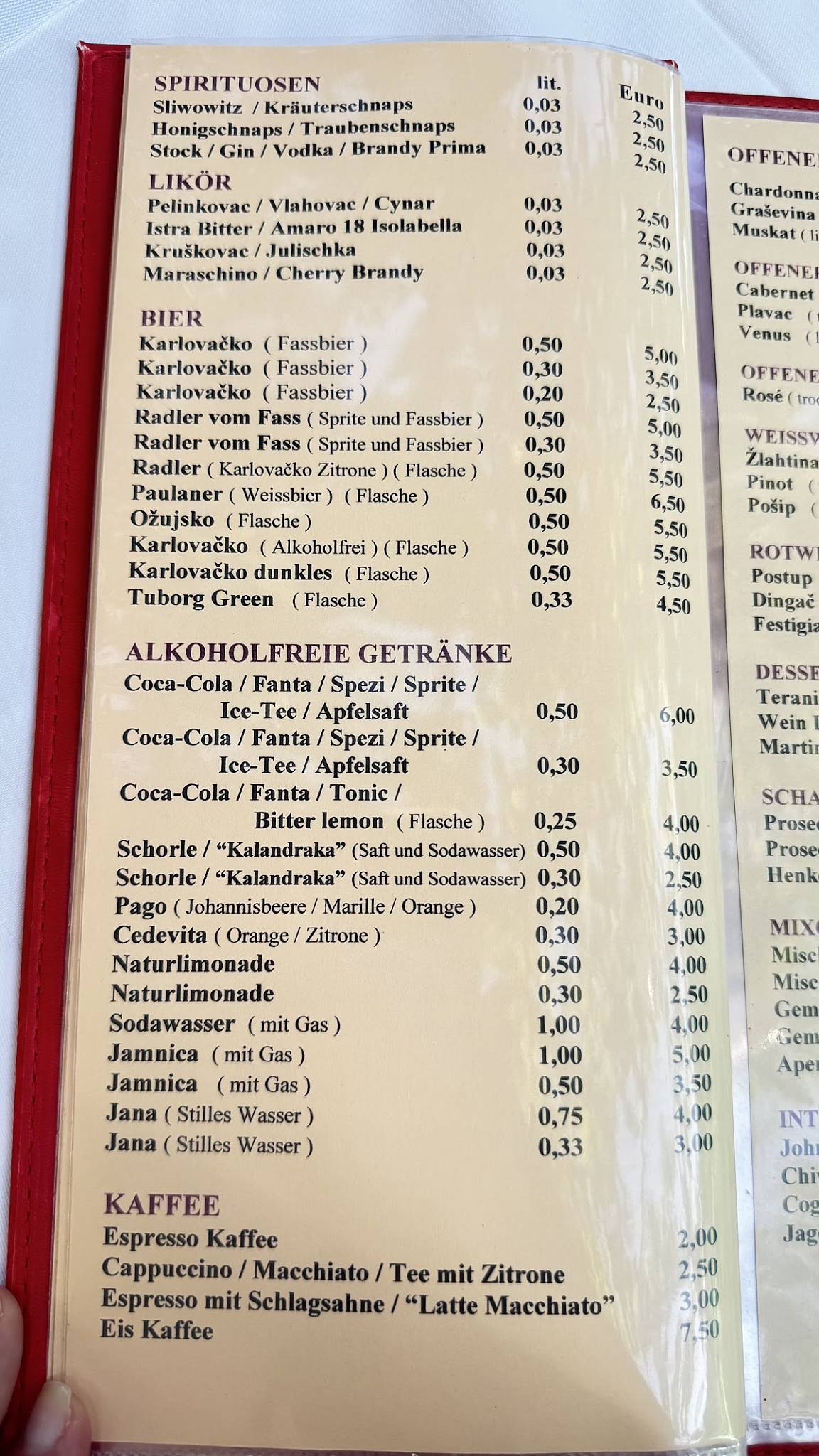 Menu di Casablanca 