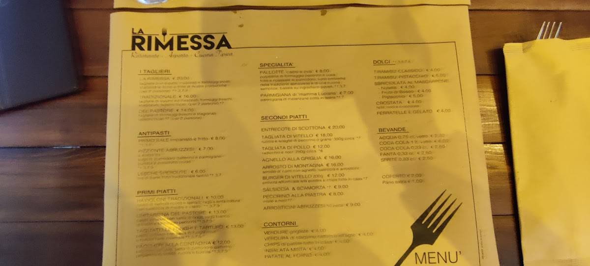 Menu di La Rimessa - Ristorante 