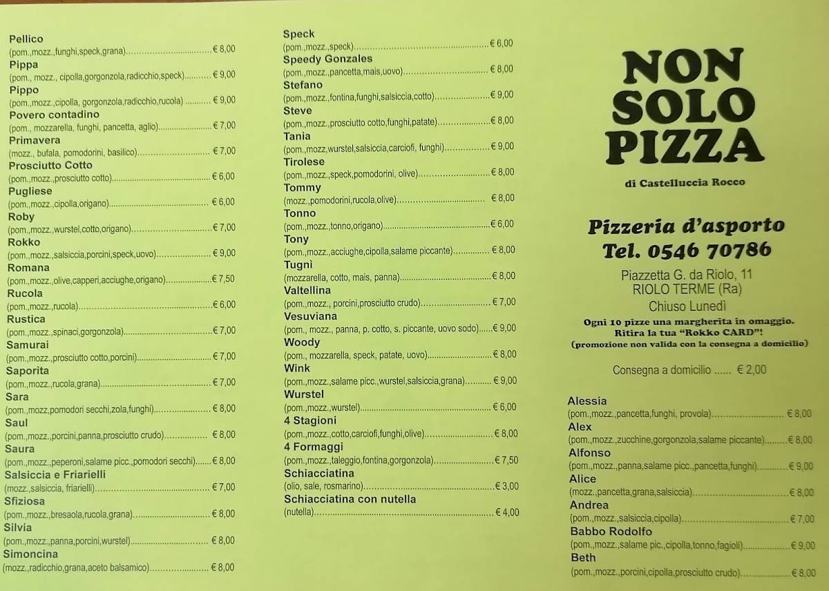 Menu di Castelluccia Rocco "non solo Pizza" 