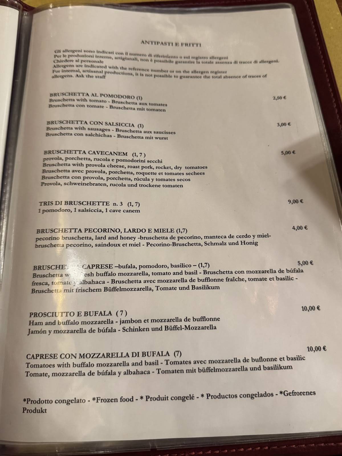 Menu de Cave Canem trattoria - pizzeria a Trastevere