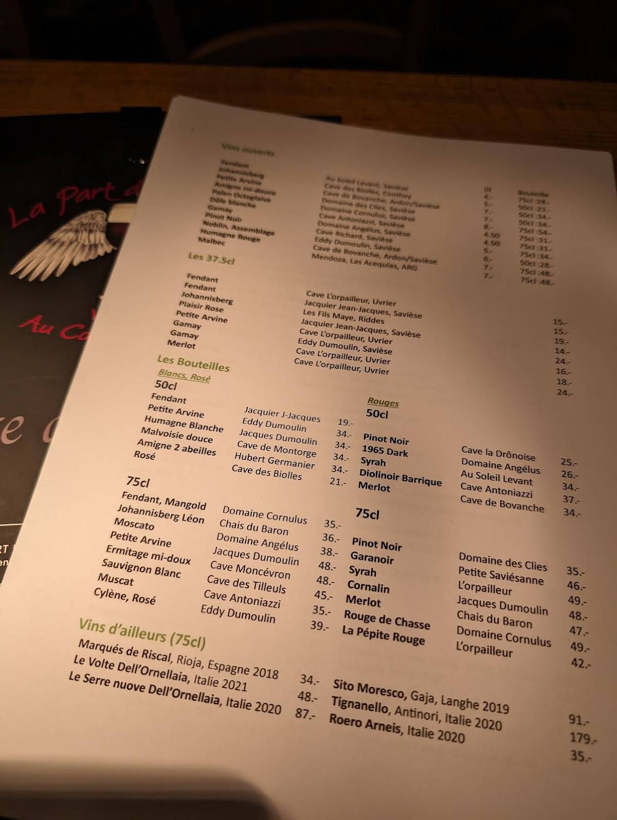 Menu di Caveau La PDA 