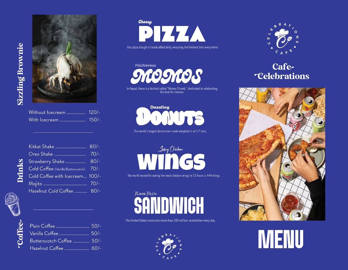 Celebrations The Cake Cafe menu