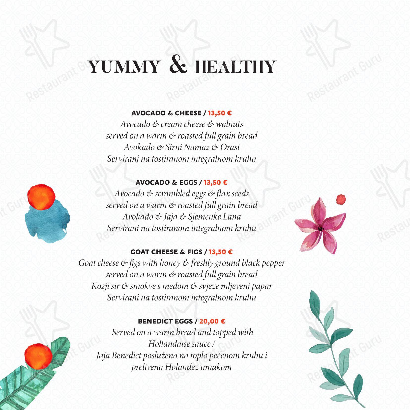 Menu di Central Park Club, Hvar - Menu