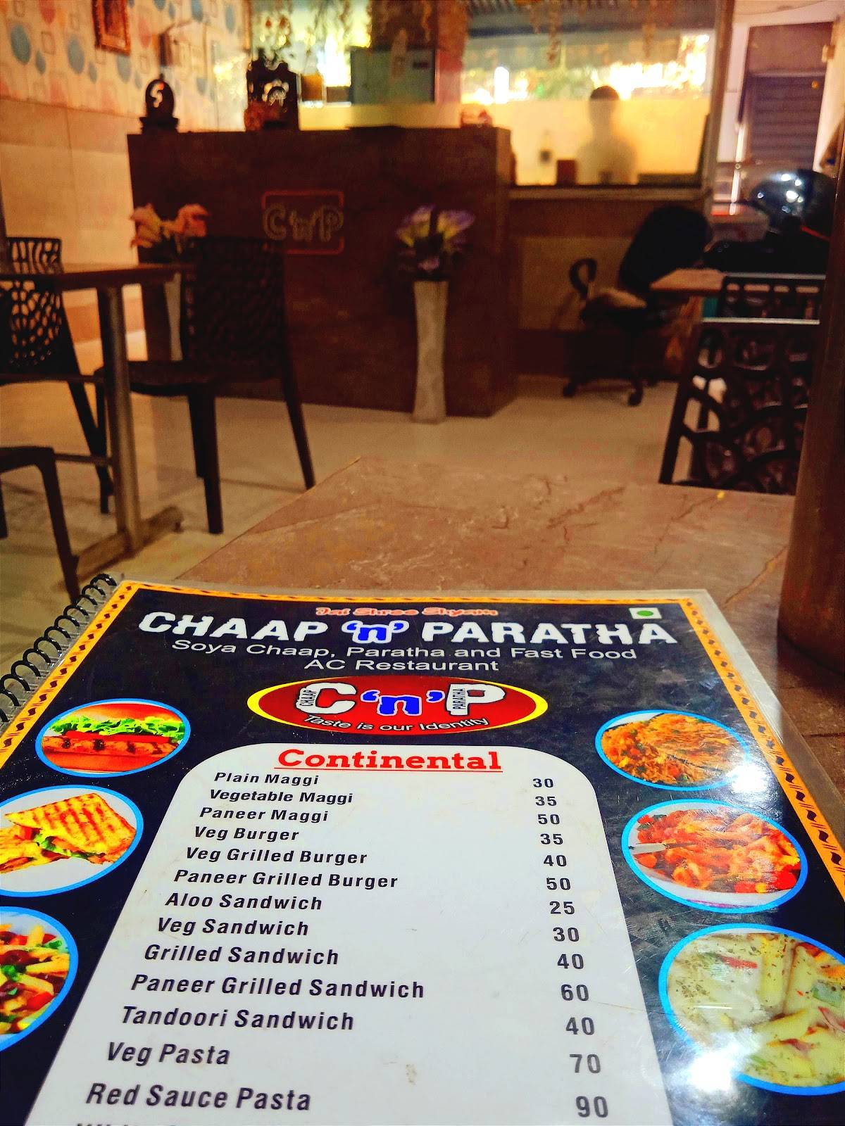 Chaap n Paratha menu