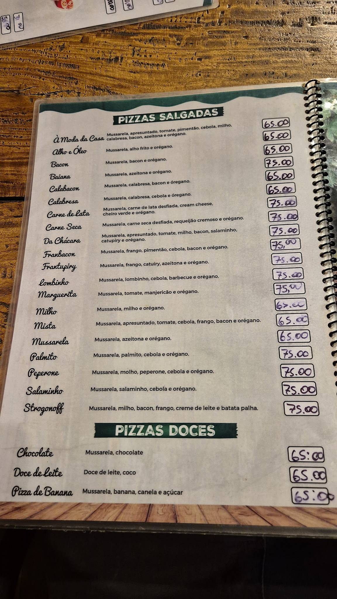 Chácara Paladar cardápio