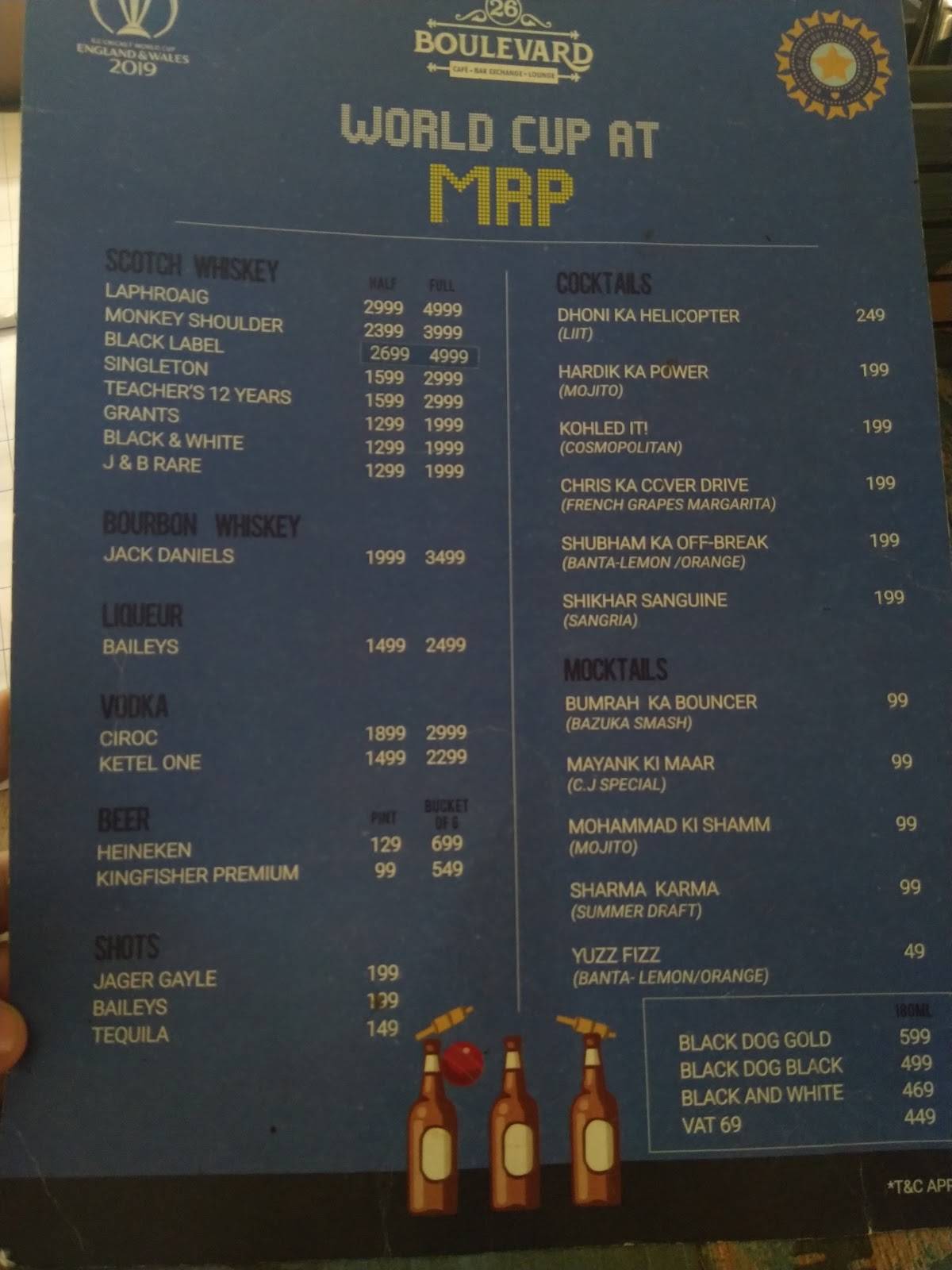 26 BOULEVARD menu