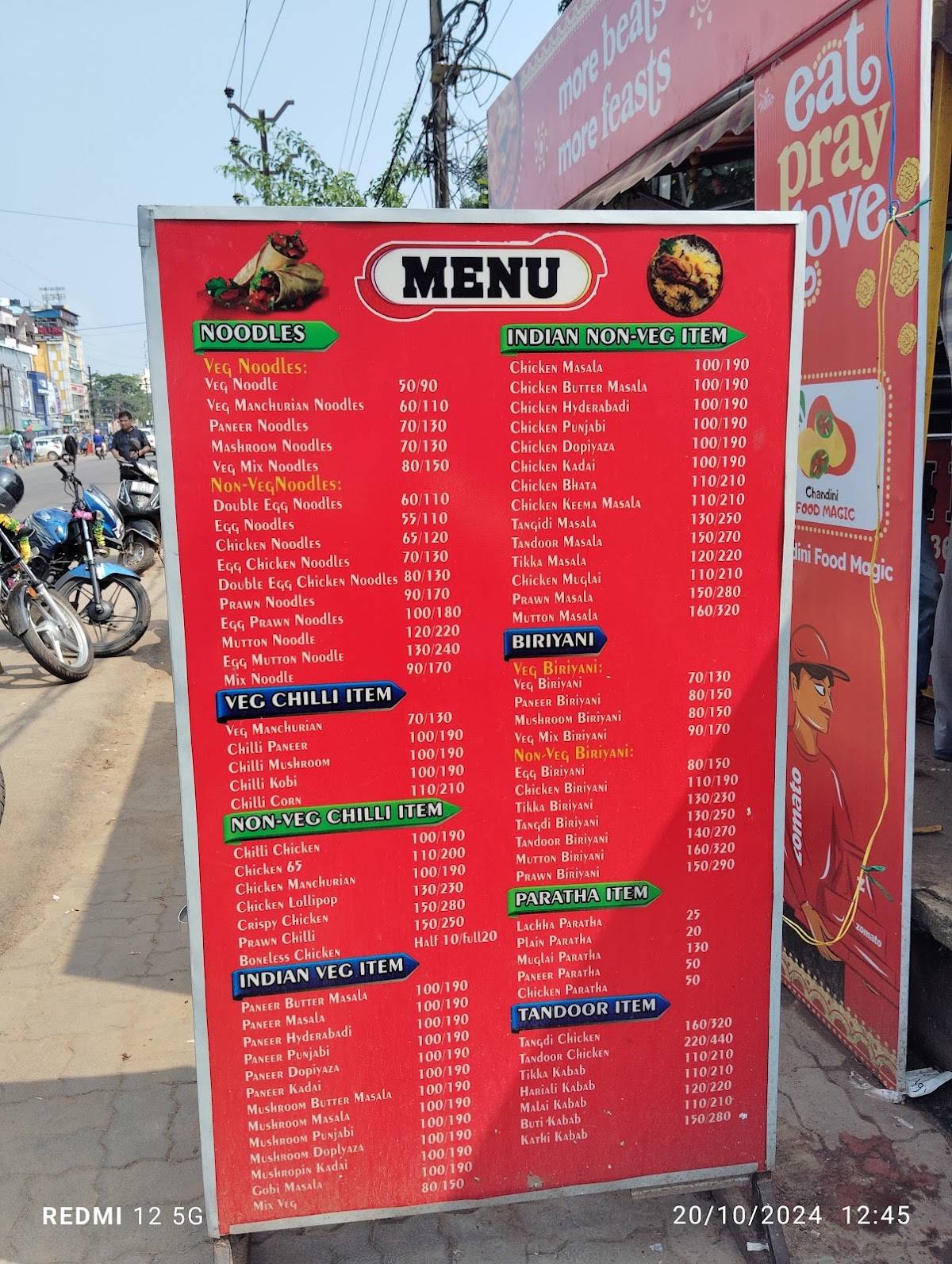 Chandini Food Magic menu