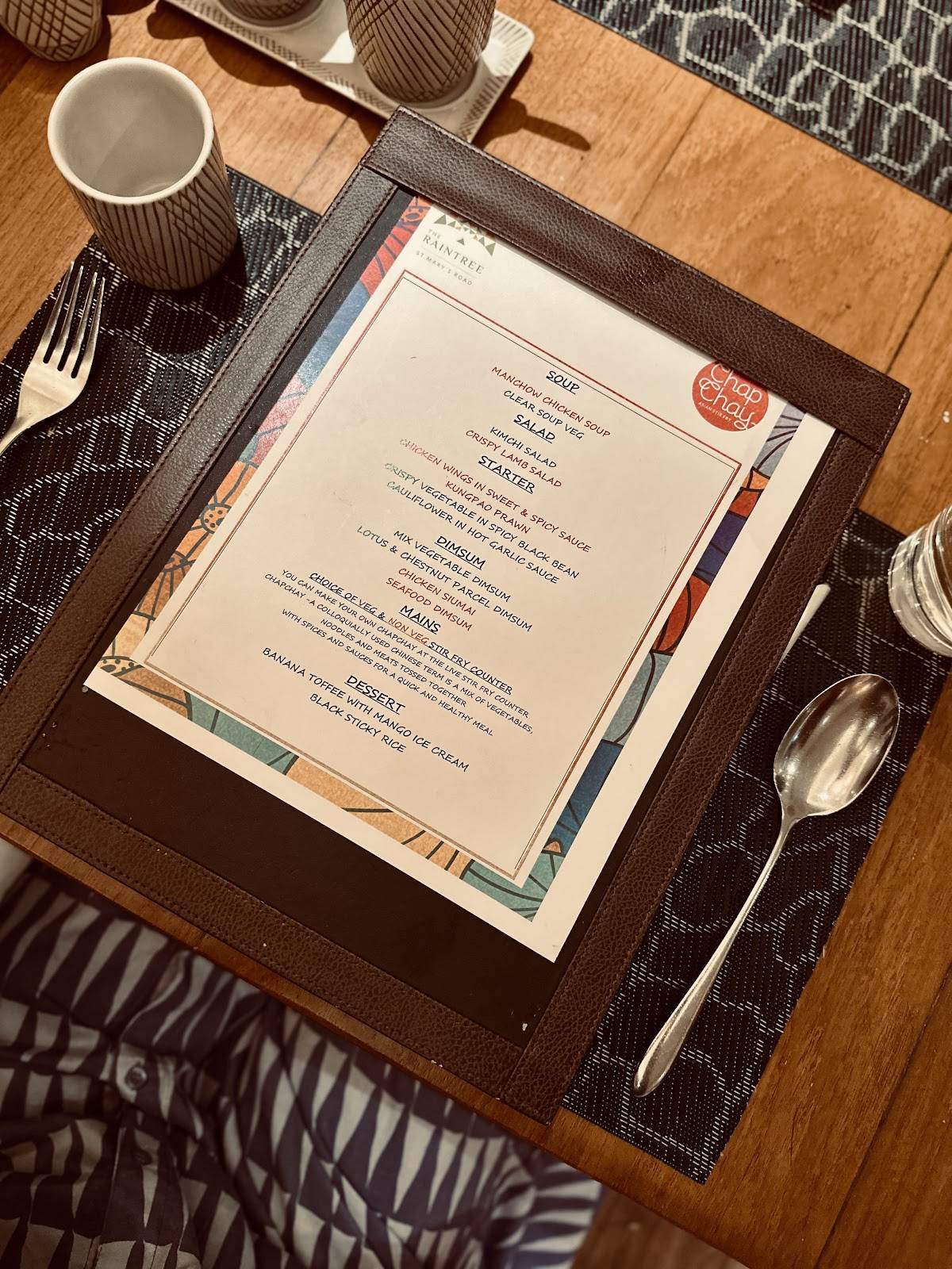Chap Chay menu