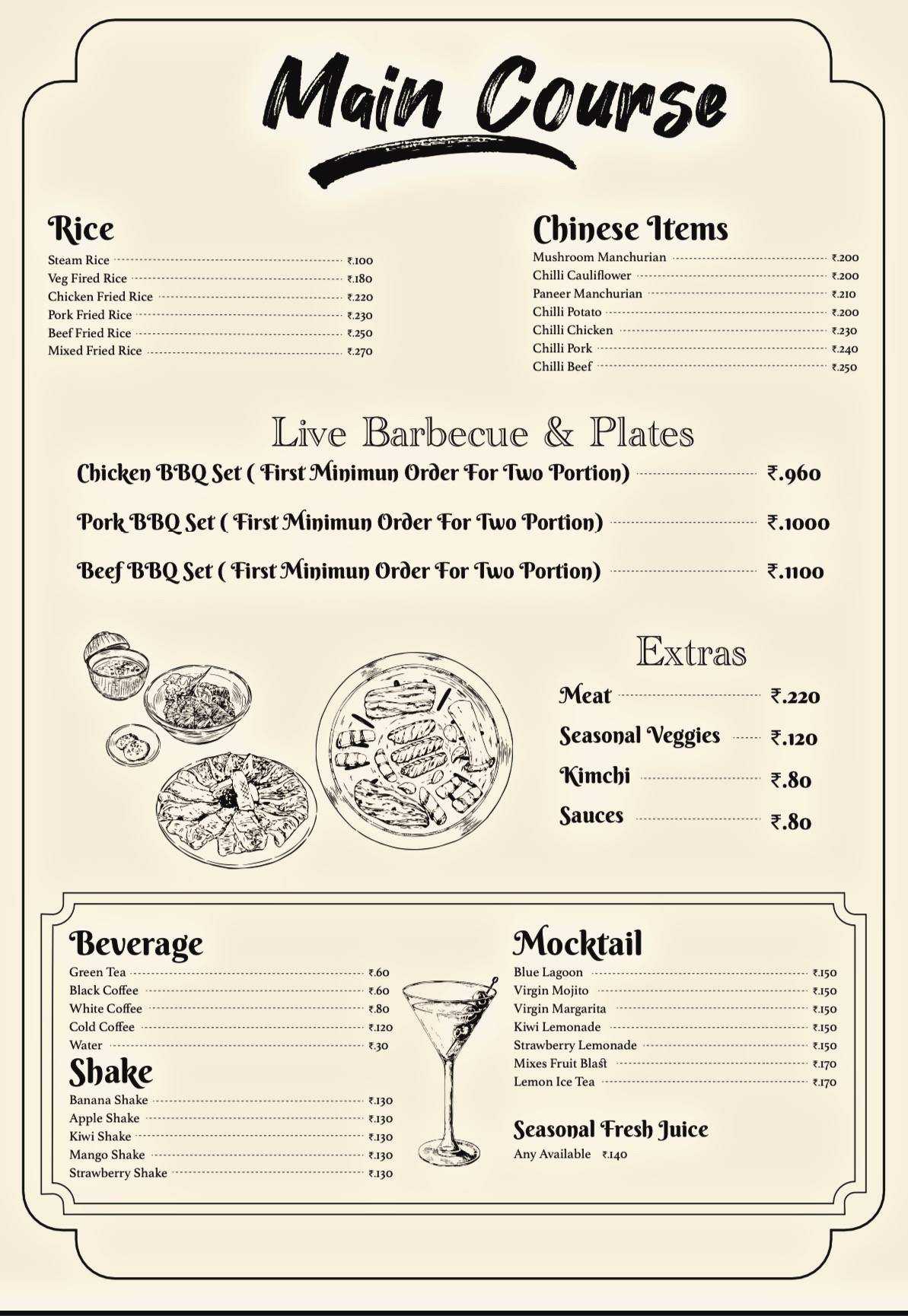 Char-koal Restaurant Manipur menu