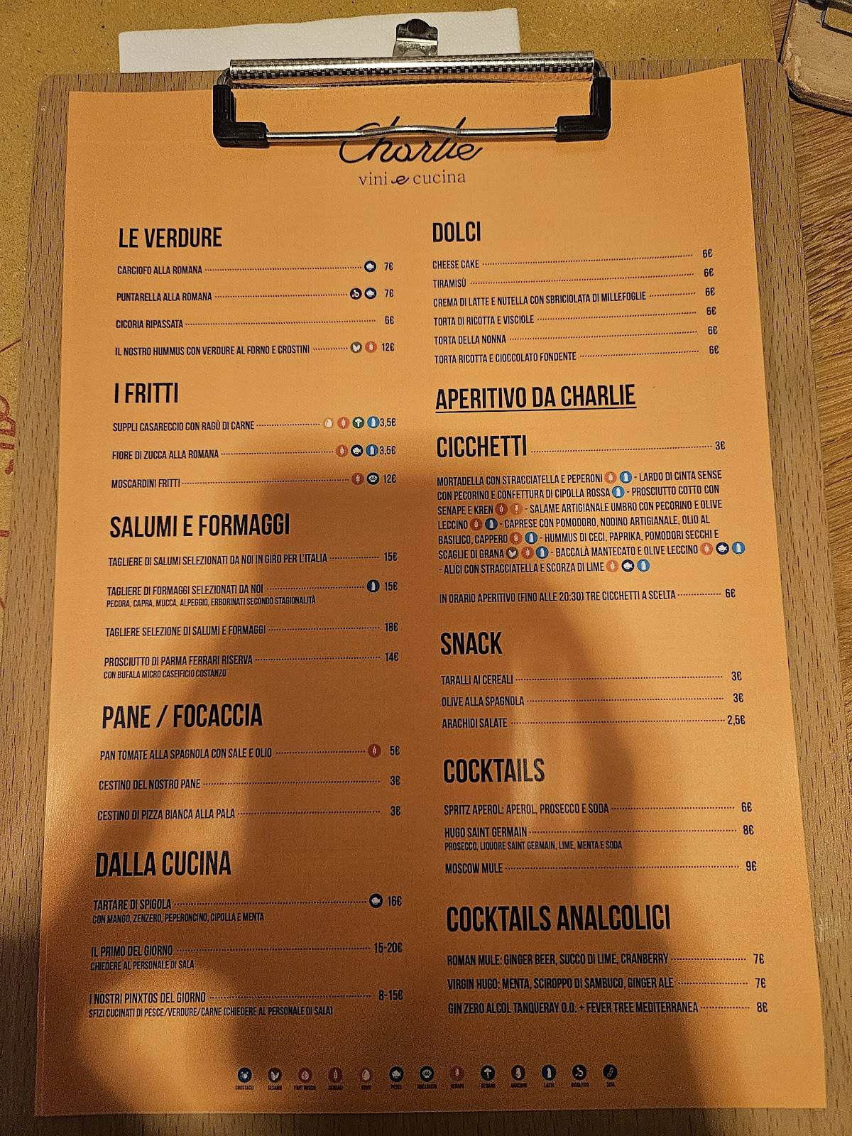 Menu di Charlie Vini & Cucina 