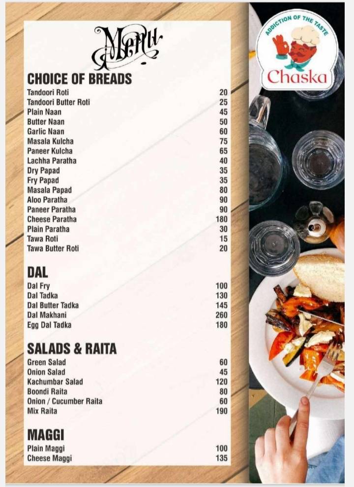 Chaska Restaurant & Lounge menu