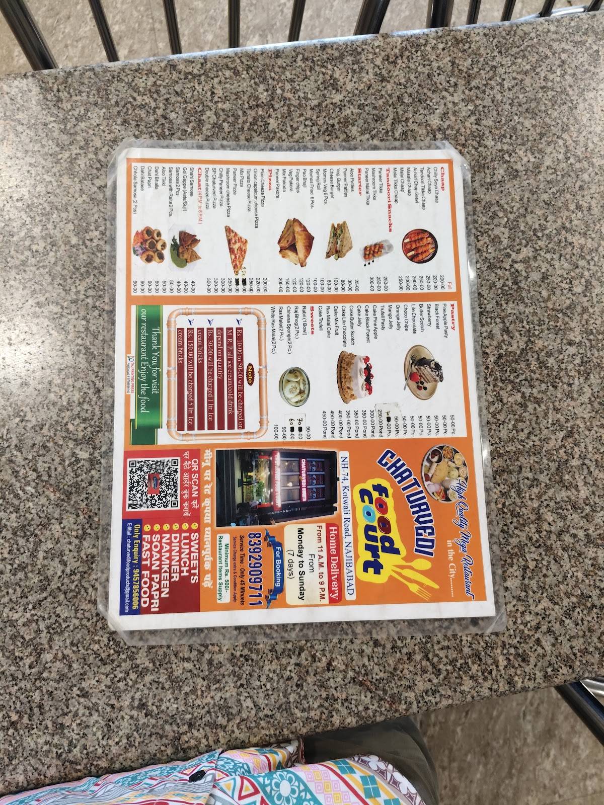 Chaturvedi Food Court, Uttar Pradesh menu