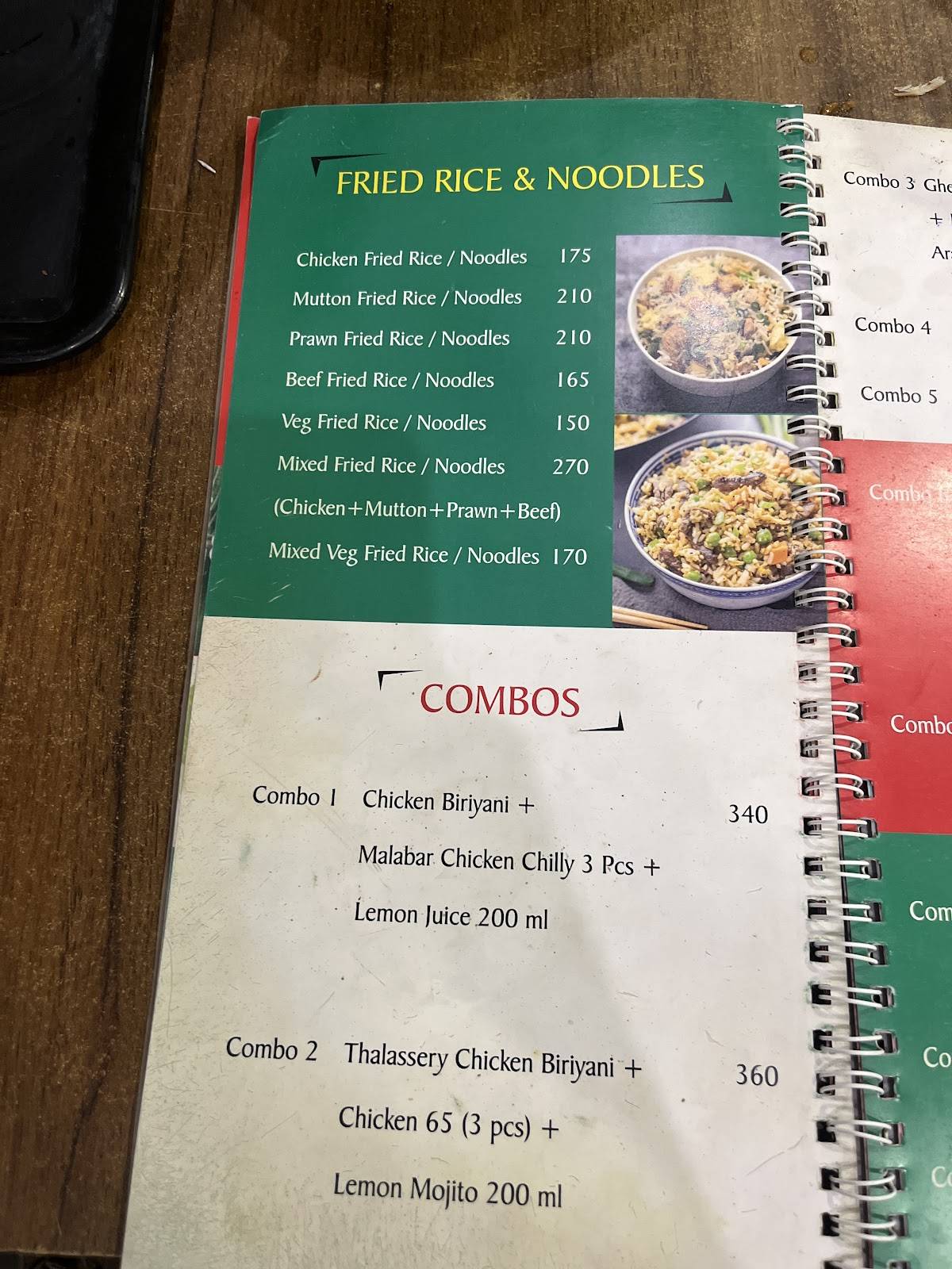 Chaya & Kadi menu