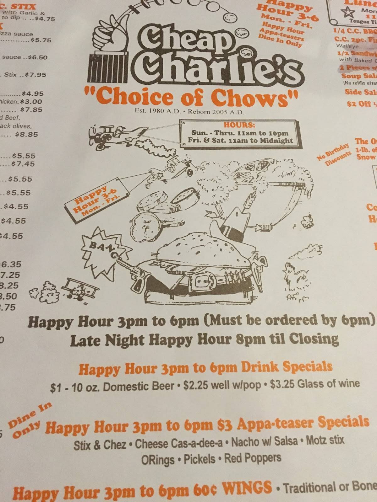 Menu at Cheap Charlie's steakhouse, Fort Gratiot Township