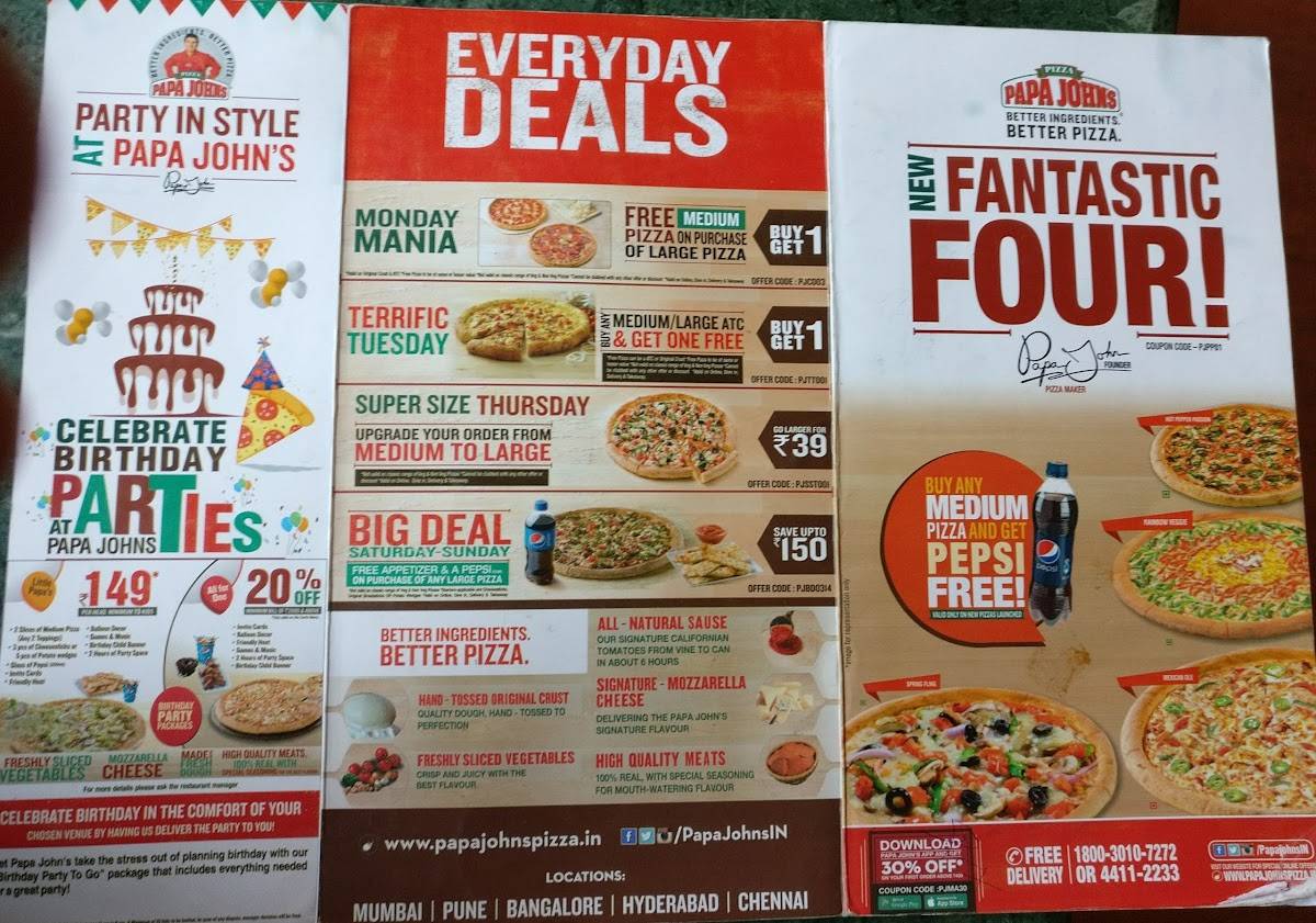 Papa John's menu