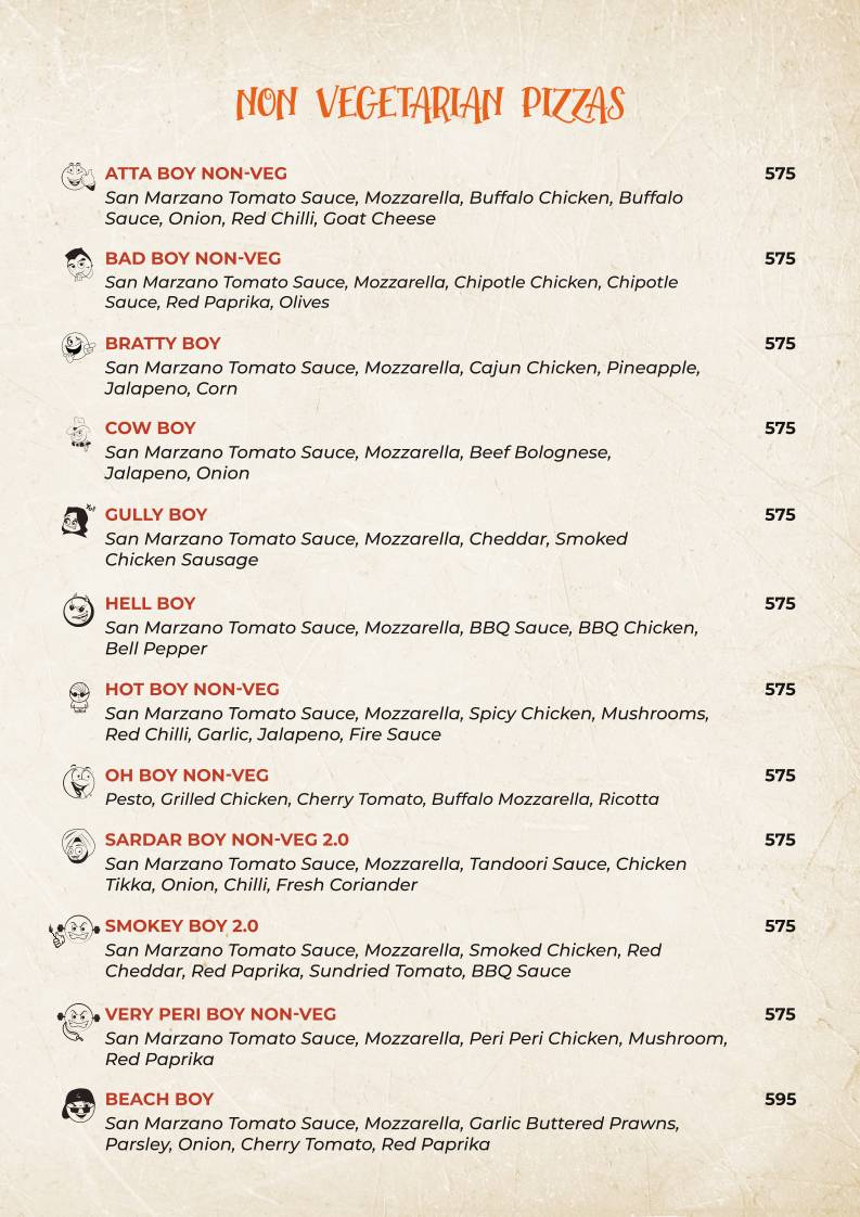 The Fat Boy menu