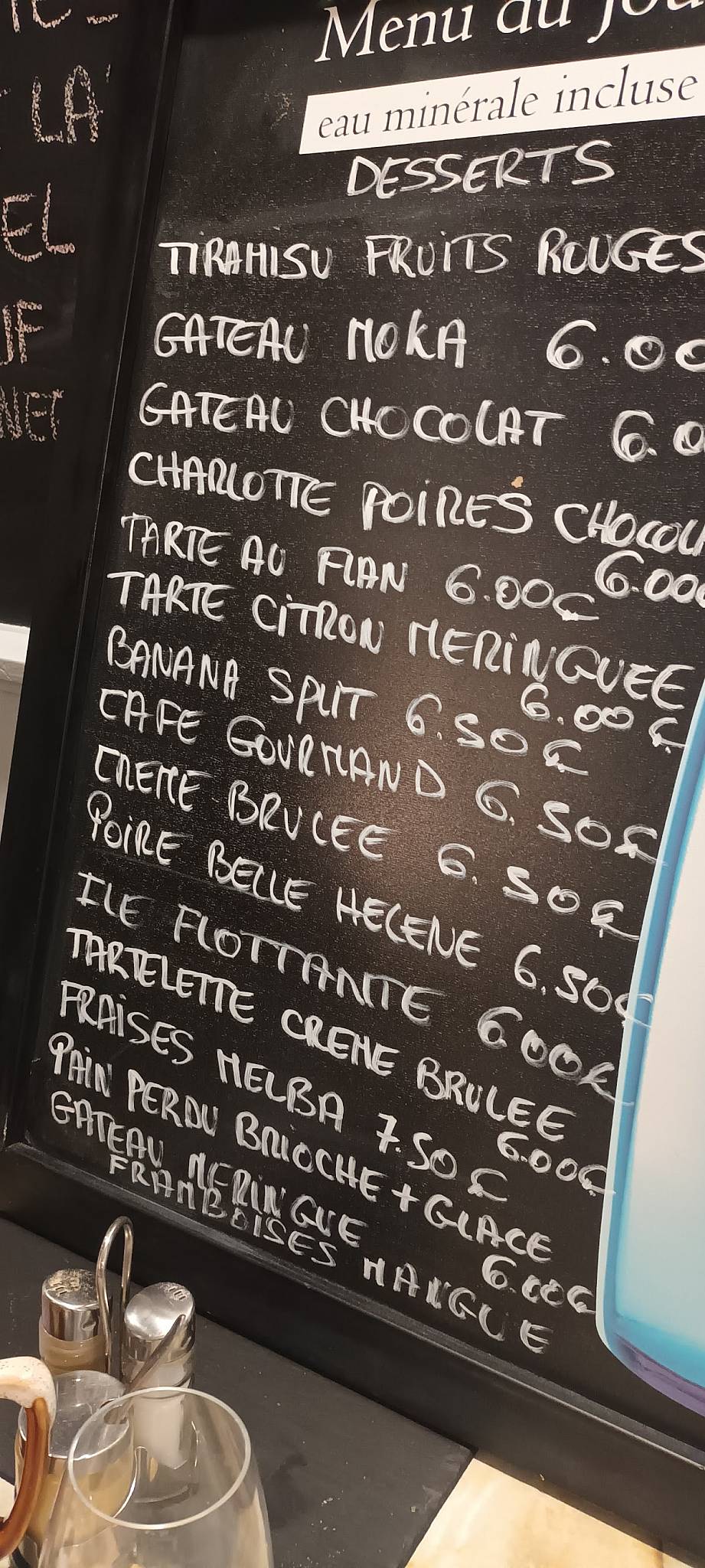 Menu de Chez Béa & Dan