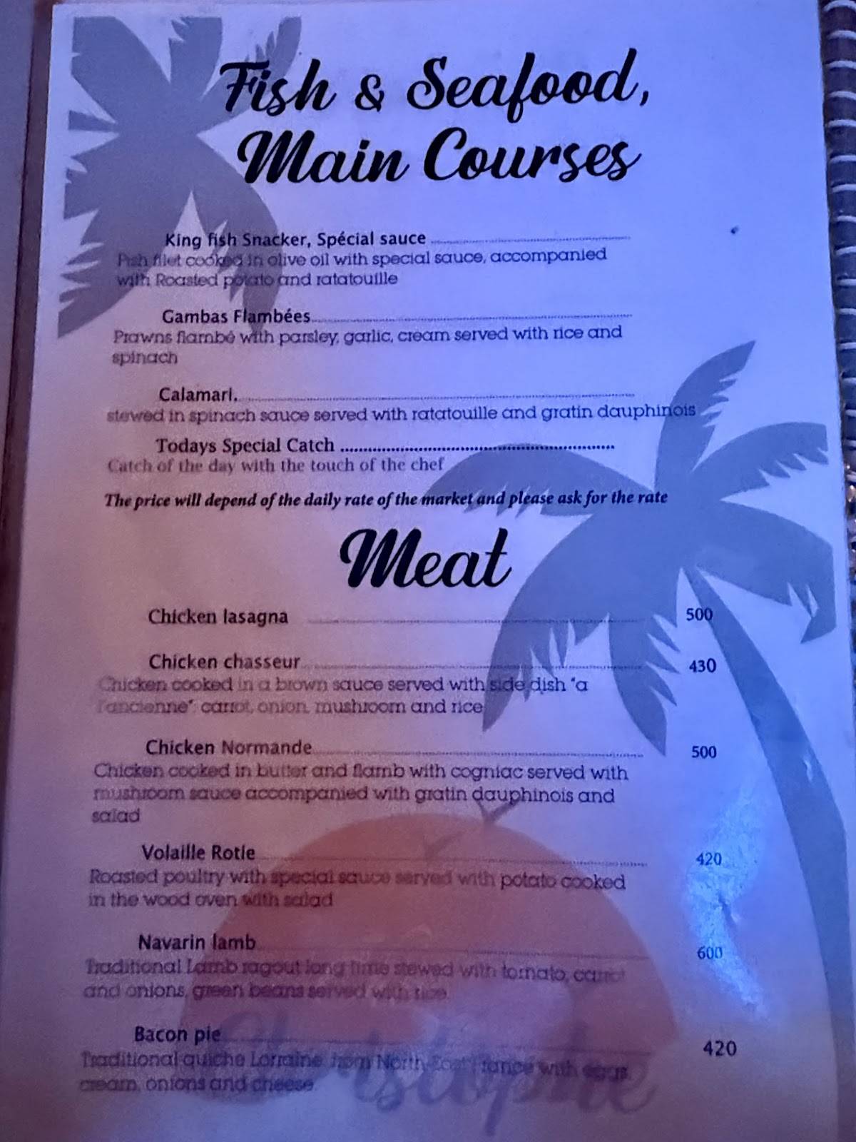 Chez Christophe Gokarna French Café since 2010 menu