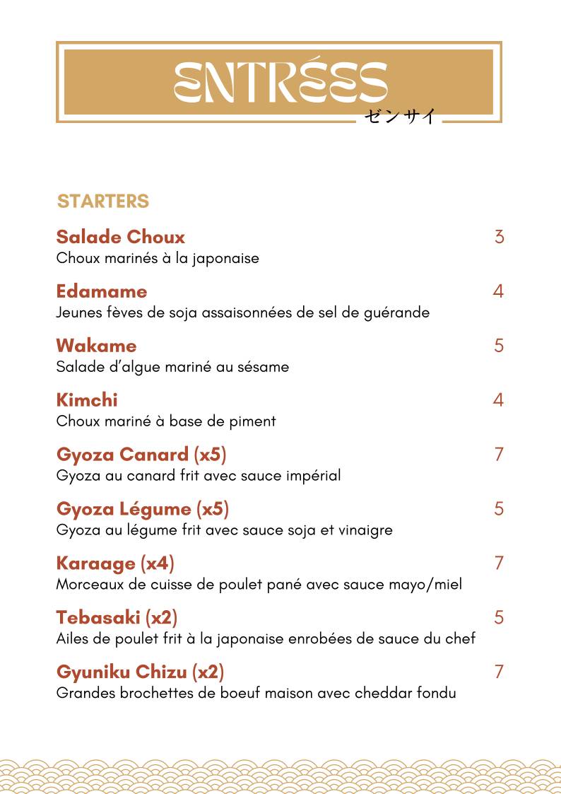 Menu de Chez Stephane