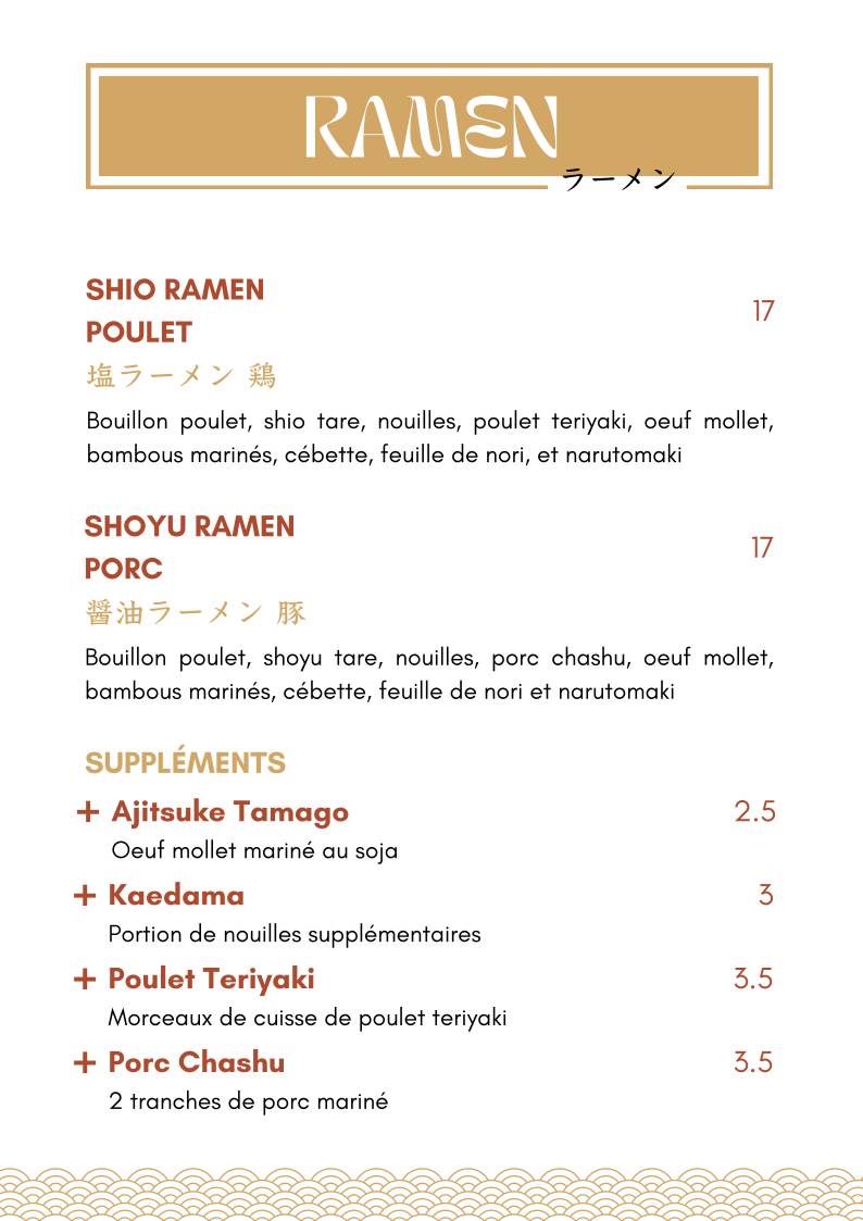 Menu de Chez Stephane