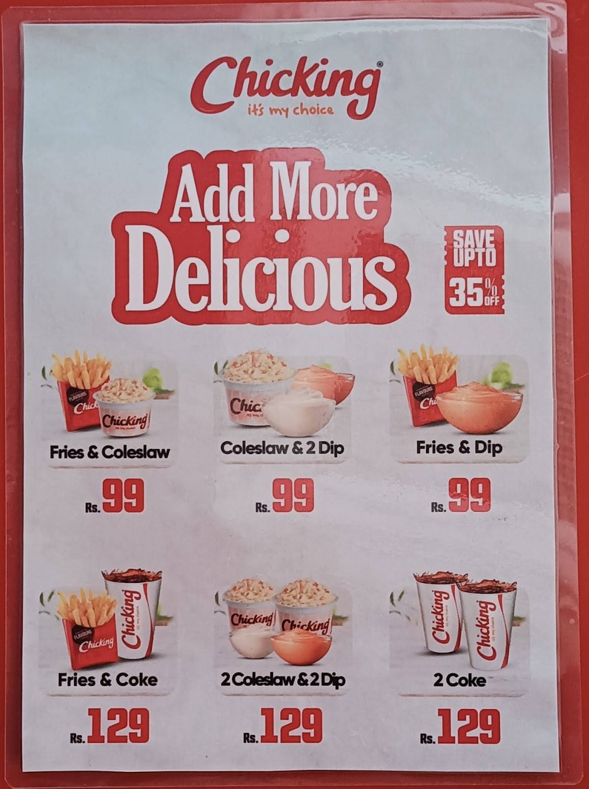 Chicking menu