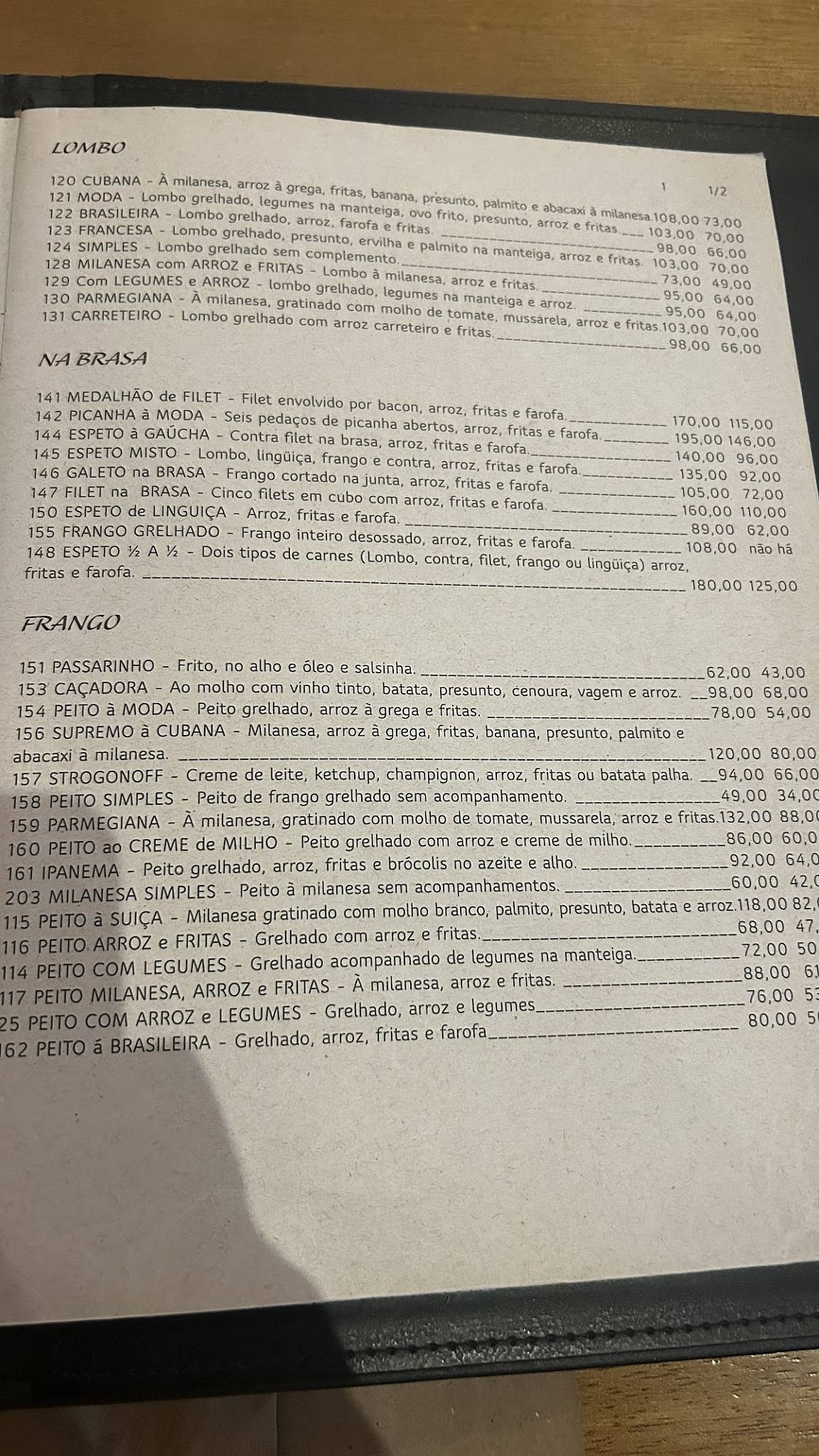 Chico Restaurante - Mooca cardápio