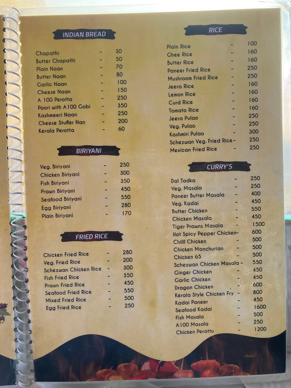 Chili’s Floating Restaurant menu