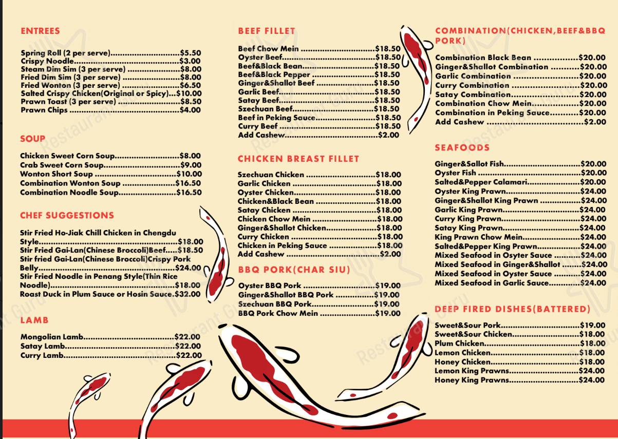 Menu at China Flute Asian Restaurant, Wurtulla