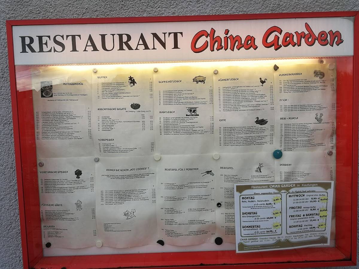 Speisekarte von China Garden restaurant, Kaufungen
