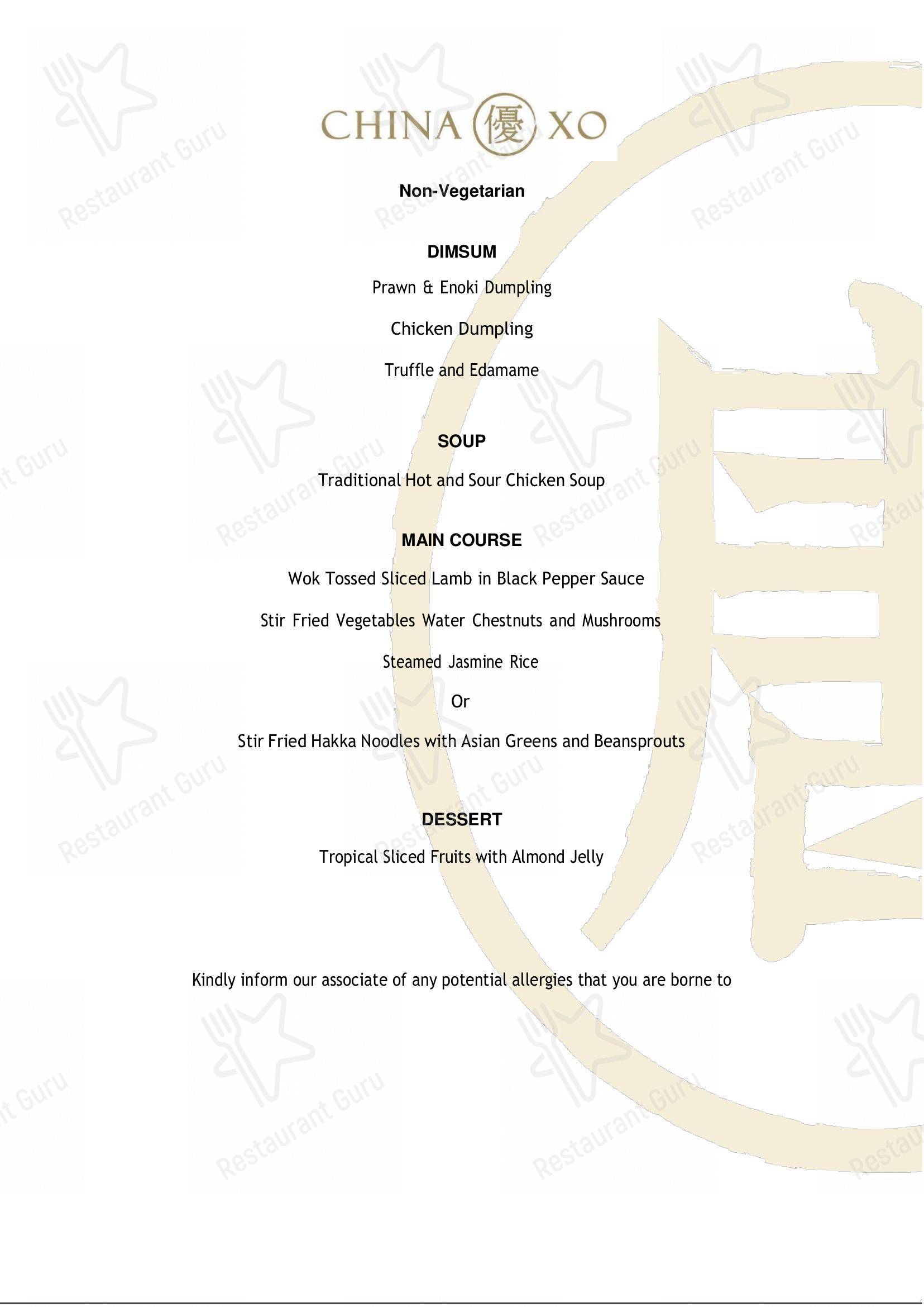 China XO - Menu