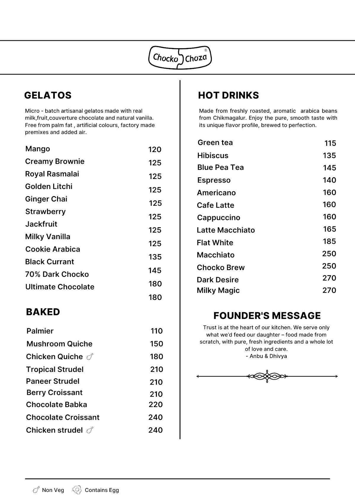 Chocko Choza - Racecourse menu