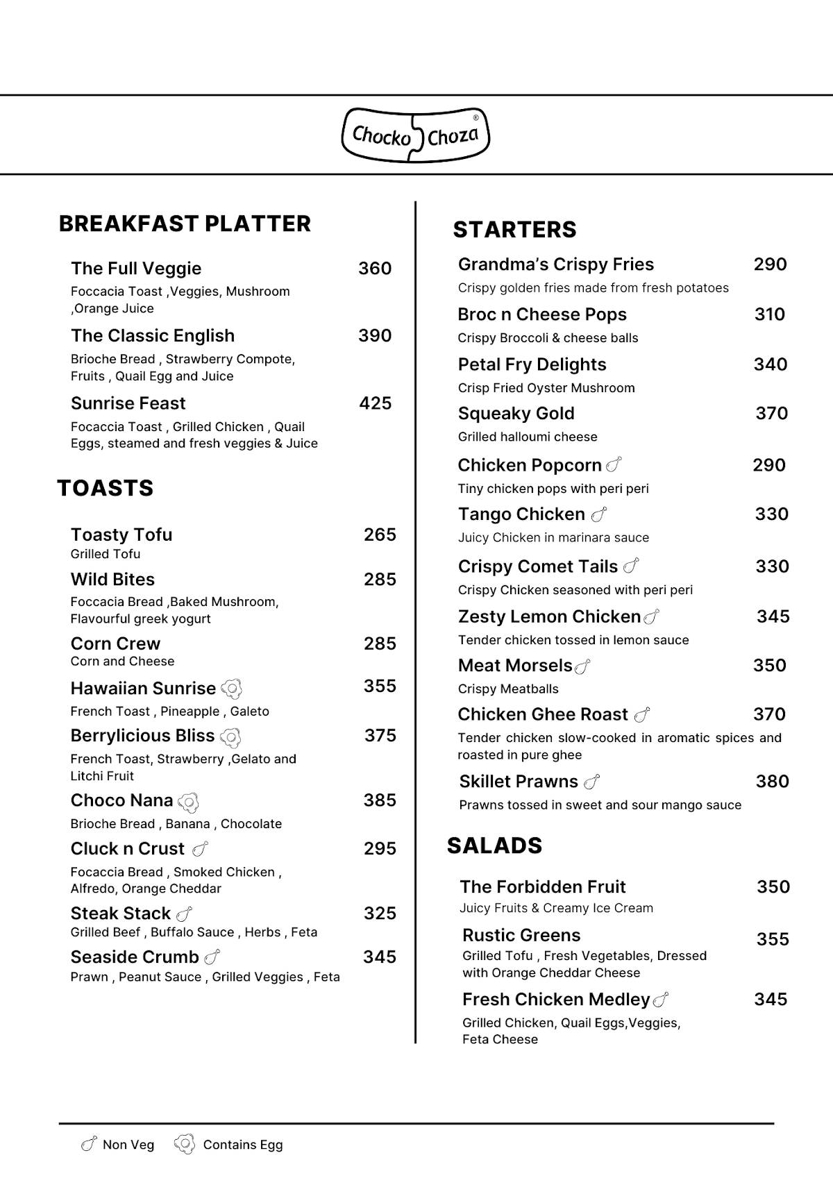 Chocko Choza - Racecourse menu