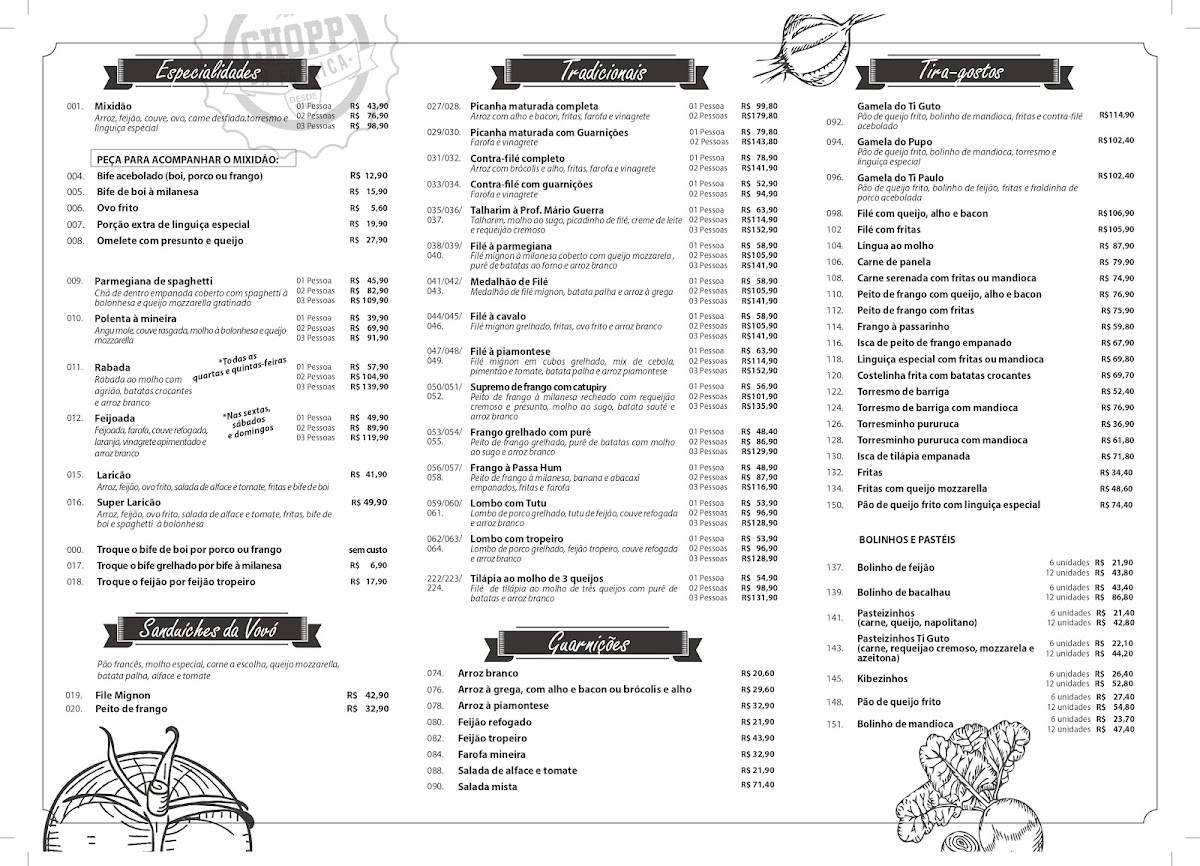 Chopp da Fábrica Pampulha cardápio