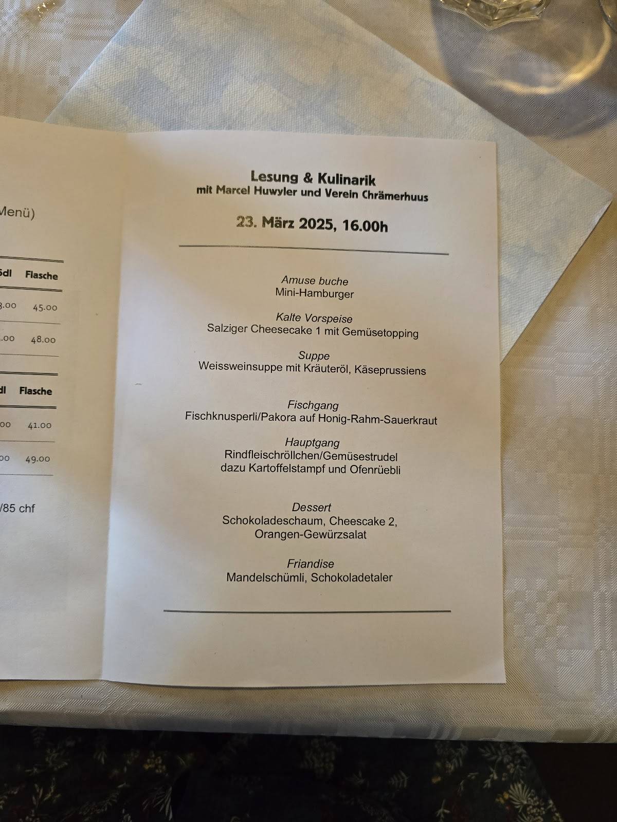 Menu di Chrämerhuus Langenthal 