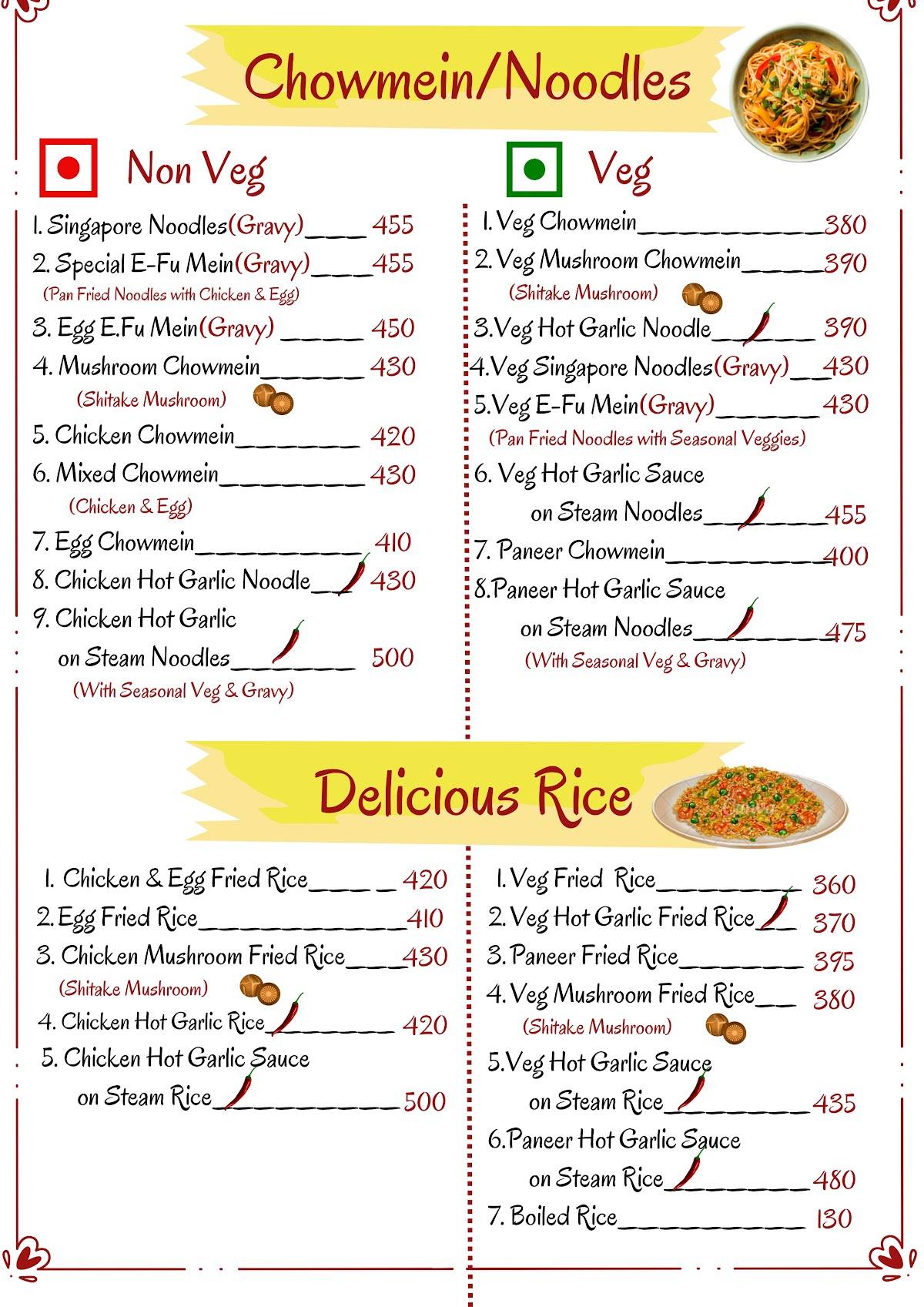 Chung Fa Chinese Restaurant menu
