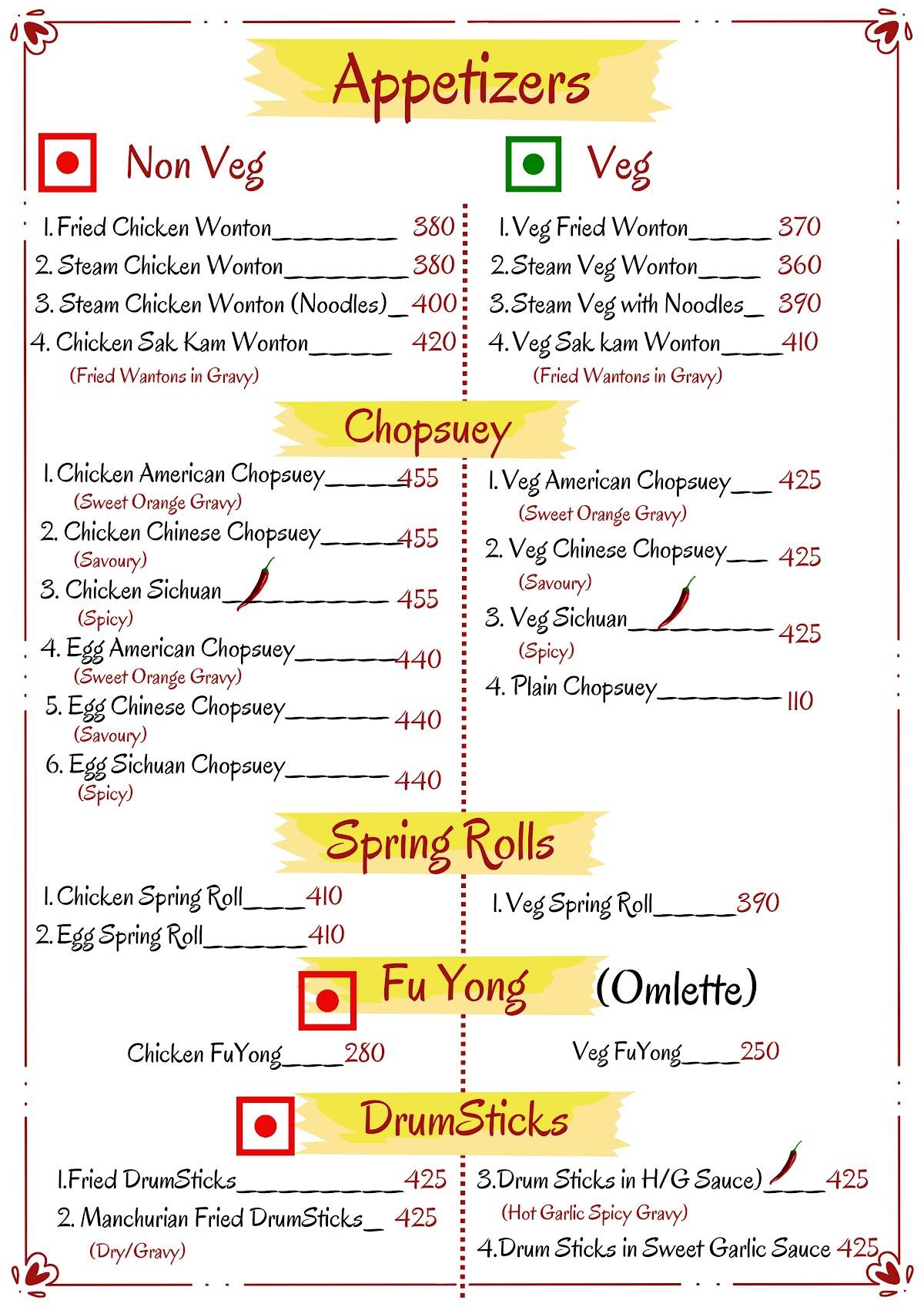 Chung Fa Chinese Restaurant menu