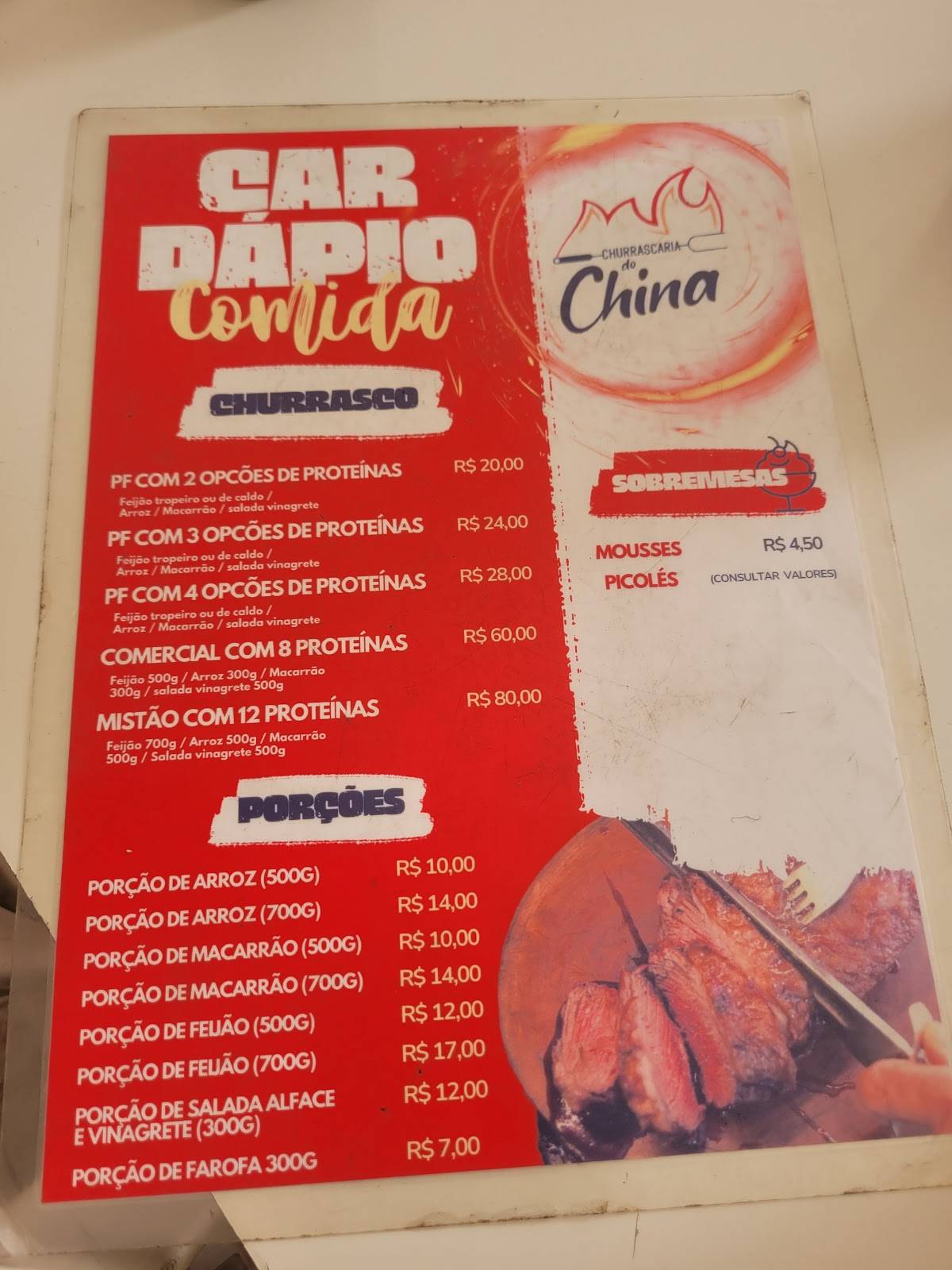 Churrascaria Do China cardápio