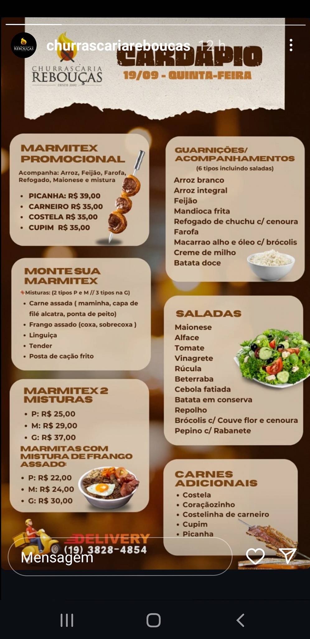 Churrascaria Rebouças cardápio