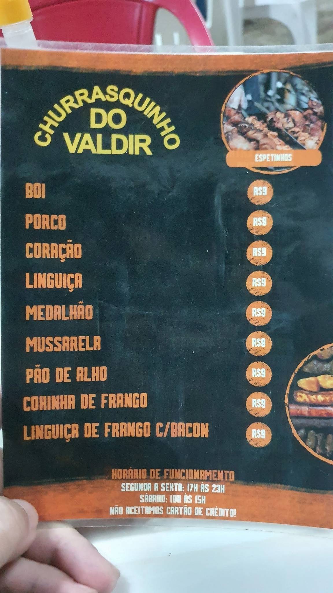 Churrasquinho do Valdir cardápio